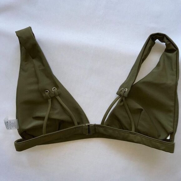 Olive Green Triangle Ribbed Bikini Top Two‎ Piece Swimsuit Medium - Picture 5 of 7